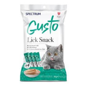 Spectrum Gusto Lick Snack Ton Balığı ve Somon 4x15 gr Sıvı Kedi Ödülü