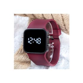 Spectrum ST-303618 Bordo Silikon Kordonlu Çelik Kasa Unisex Dijital Kol Saati