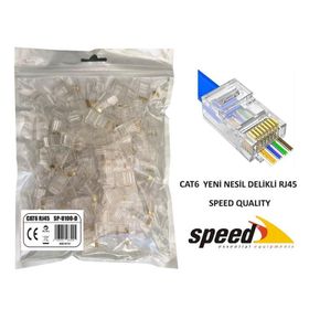 Speed SP-U100 D Cat6 100 Adet Yeni Nesil Delikli RJ45 Konnektör