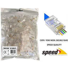 Speed SP-U100 D Cat6 100 Adet Yeni Nesil Delikli RJ45 Konnektör