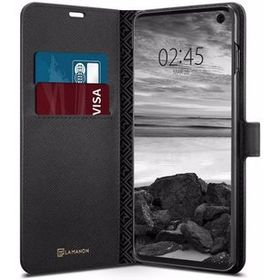 Spigen 605CS25819 Samsung Galaxy S10 La Manon Wallet Saffiano Black Kılıf