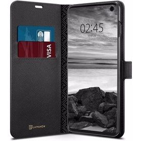 Spigen 605CS25819 Samsung Galaxy S10 La Manon Wallet Saffiano Black Kılıf