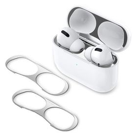 Spigen ASD01137 Apple Air Pods Pro Uyumlu Kapak İçi Kir Toz Önleyici Shine Shield 2 Adet Metal Silver Kılıf