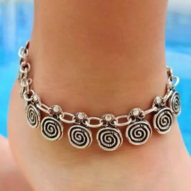 Spiral Şekilli Gümüş Kaplama Ayarlanabilir El Yapımı Halhal