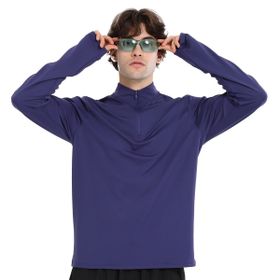 Sportive 25KE1015-MVI Mavi Boone Half-Zip Erkek Koşu T-Shirt