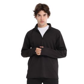 Sportive 25KE1015-SYH Siyah Boone Half-Zip Erkek Koşu T-Shirt