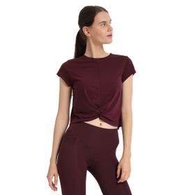 Sportive 25KK1032-BRD Bordo Marana Cropped Top Kadın Günlük Stil T-Shirt