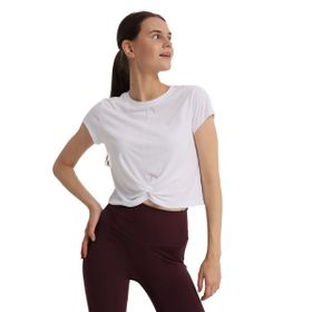 Sportive 25KK1032-KBYZ Beyaz Marana Cropped Top Kadın Günlük Stil T-Shirt