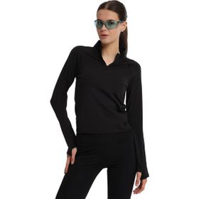 Sportive 25KK1033-SYH Siyah Dewey Half-Zip Kadın Koşu T-Shirt
