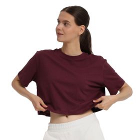 Sportive 25KK1034-BRD Bordo Sedona Cropped Kadın Günlük Stil T-Shirt