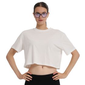 Sportive 25KK1034-KBYZ Beyaz Sedona Cropped Kadın Günlük Stil T-Shirt