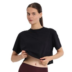 Sportive 25KK1034-SYH Siyah Sedona Cropped Kadın Günlük Stil T-Shirt