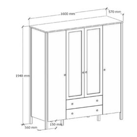 SSB Furniture Helen Beyaz 140x195x57 cm Gardırop