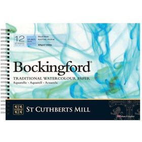 St Cuthbert Mill 5789796 Bockingford Cold Press 13x18 cm 300 gr 12 Yaprak Spiralli Sulu Boya Blok
