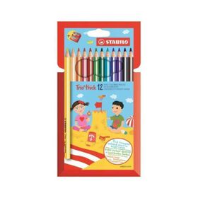 Stabilo 203/2-12 Trio Thick 12'li + Kalemtıraş Hartung Kuru Boya