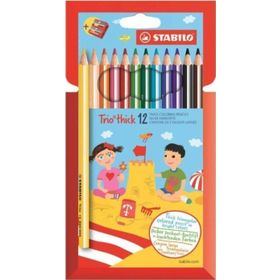 Stabilo 203/2-12 Trio Thick 12'li + Kalemtıraş Hartung Kuru Boya