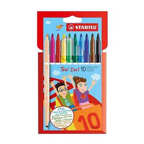 Stabilo 222-10-01 Trio 2 in 1 Çift Uçlu 10 Renk Keçeli Kalem