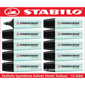 Stabilo Boss Original Pastel Turkuaz Fosforlu Kalem 10 Adet