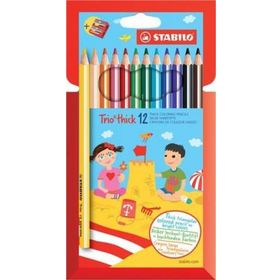 Stabilo Trio Thick 12'li + Kalemtıraş Hartung Kuru Boya