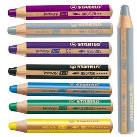 Stabilo Woody 3 in 1 10 Renk Kuru Boya+Kalemtıraş