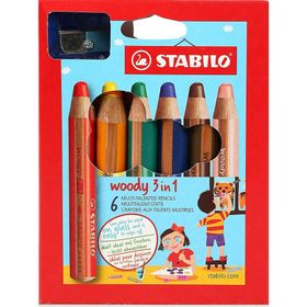 Stabilo Woody 8806-2 / 3 in 1 6 Renk + 1 Pastel Boyama Kalemi