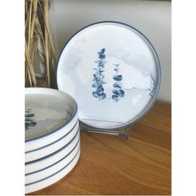 Stackable 19861 21 cm Mat Çiçek Desen Pasta Tabağı