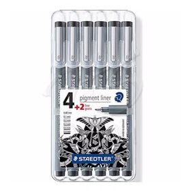 Staedtler 4+2 Set Pigment Liner Siyah Çizim Kalemi