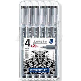 Staedtler 4+2 Set Pigment Liner Siyah Çizim Kalemi