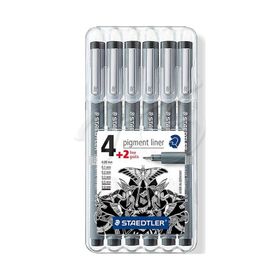 Staedtler 4+2 Set Pigment Liner Siyah Çizim Kalemi