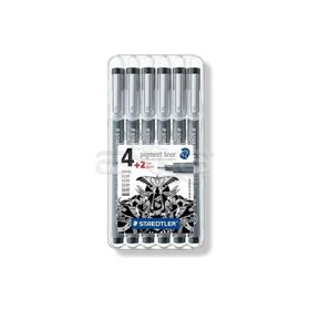 Staedtler 4+2 Set Pigment Liner Siyah Çizim Kalemi