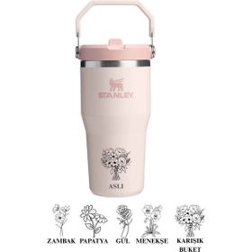 Stanley Iceflow Flip Straw Tumbler 10-12044-044 0,60 lt Açık Pembe Pipetli Termos
