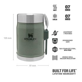Stanley Klasik Kaşıklı 0,40 lt Hammertone Green Paslanmaz Çelik Yemek Termosu
