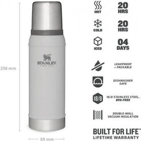 Stanley Klasik Vakumlu 0.75 lt Beyaz Paslanmaz Çelik Termos