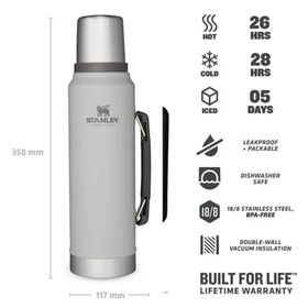 Stanley Legendary Klasik 1 lt Gri Vakumlu Çelik Termos