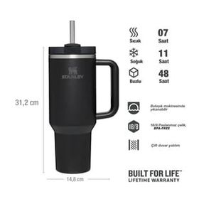 Stanley Quencher H2.O FlowState Tumbler Siyah 1.18 lt Pipetli Termos