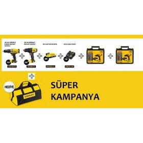 Stanley SCD718B Darbeli Matkap + SCD700B Darbesiz Matkap + 2 Adet 2.0 Ah Akü + 1 Adet Şarj Cihazı + Çanta