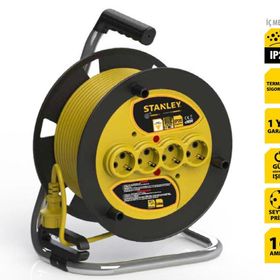 Stanley St-E Serisi Termikli IP20 4 Soketli 50 Metre 3x1.5 mm Sarı Siyah Kablo