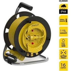 Stanley ST-G-5015+2 Tek Prizli 50 Metre Makaralı Seyyar Uzatma Kablosu