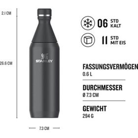 Stanley The All Day Slim 0.60 lt Siyah Su Şişesi