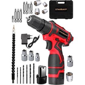 Stanrayf Germany 58 V 6 Ah Otomatik Korumalı Metal Şanzıman Bakır Sargı Çift Akülü Şarjlı 27 Parça Matkap