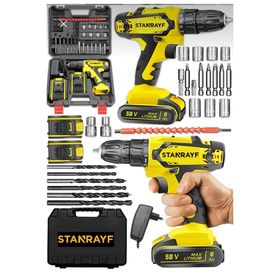Stanrayf Germany 58 W 6AH 13 MM Germany Metal Şanzıman Çift Akülü Darbeli Şarjlı Matkap