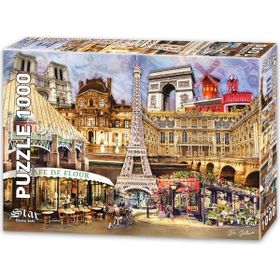 Star Puzzle 1000 Parçalık Fransa Kolajı ve Eyfel Kulesi Puzzle