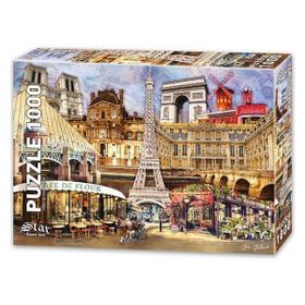 Star Puzzle 1000 Parçalık Fransa Kolajı ve Eyfel Kulesi Puzzle