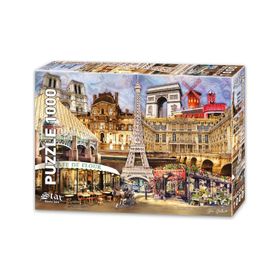 Star Puzzle 1000 Parçalık Fransa Kolajı ve Eyfel Kulesi Puzzle
