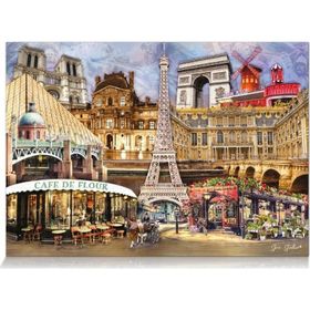 Star Puzzle 1000 Parçalık Fransa Kolajı ve Eyfel Kulesi Puzzle