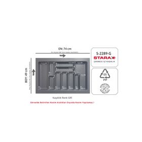 Starax 2289 Gri 74x49cm Plastik Kaşıklık