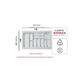Starax 2289-W Beyaz 74x49cm Plastik Kaşıklık
