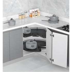 Starax 3051-A Antrasit 3/4 Borusuz Ahşap Tablalı Döner Sepet Takımı