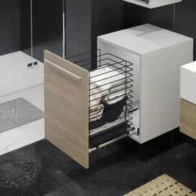 Starax 35 cm Antrasit Modül Frenli Gizli Raylı Çamaşır Sepeti