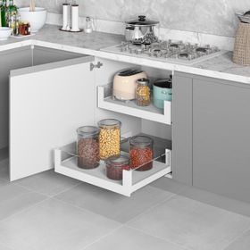 Starax S-2332-P-W Beyaz 40 cm Bağımsız Çift Açılım Gizli Raylı Çekmece